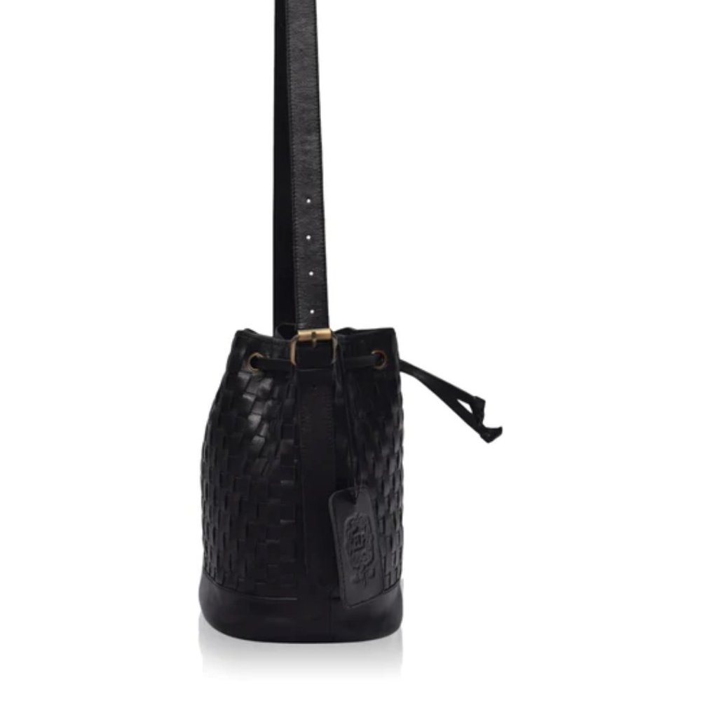 TopTen Crossbody Woven Drawstring Bucket Bag - New